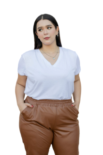 Foto 1 | Blusa Casual María Ferré 2532l Blanco Manga Corta Para Mujer Tallas Extras