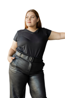 Foto 1 | Blusa Casual María Ferré 2532l Negro Manga Corta Para Mujer Tallas Extras