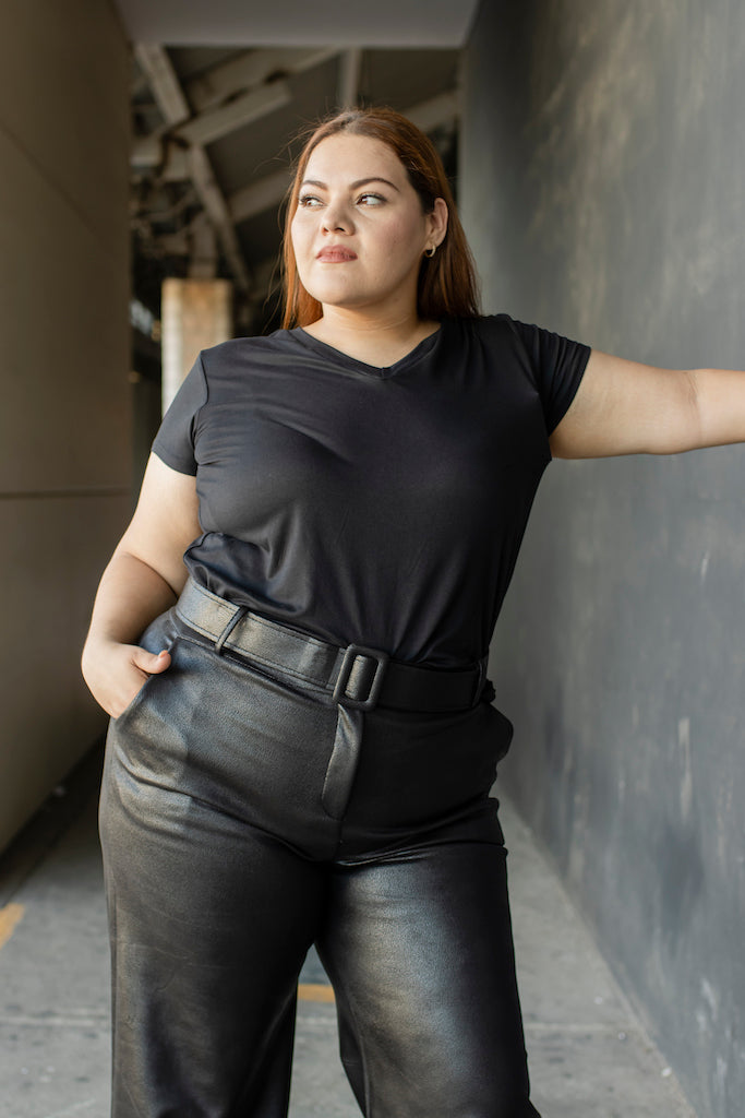 Foto 2 | Blusa Casual María Ferré 2532l Negro Manga Corta Para Mujer Tallas Extras