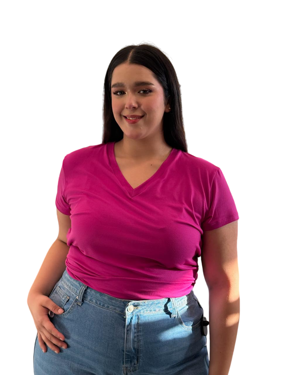 Foto 2 pulgar | Blusa Casual María Ferré 2532l Magenta Manga Corta Para Mujer Tallas Extras