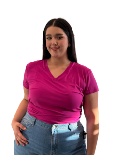 Foto 1 | Blusa Casual María Ferré 2532l Magenta Manga Corta Para Mujer Tallas Extras