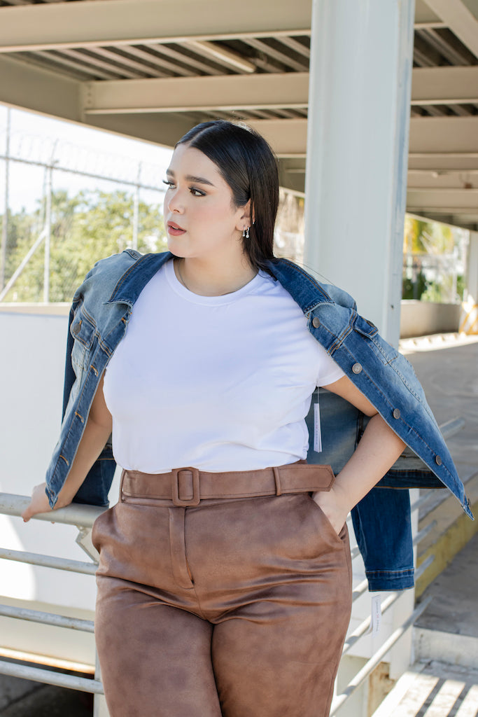 Foto 2 | Blusa Casual María Ferré 2533l Blanco Manga Corta Para Mujer Tallas Extras