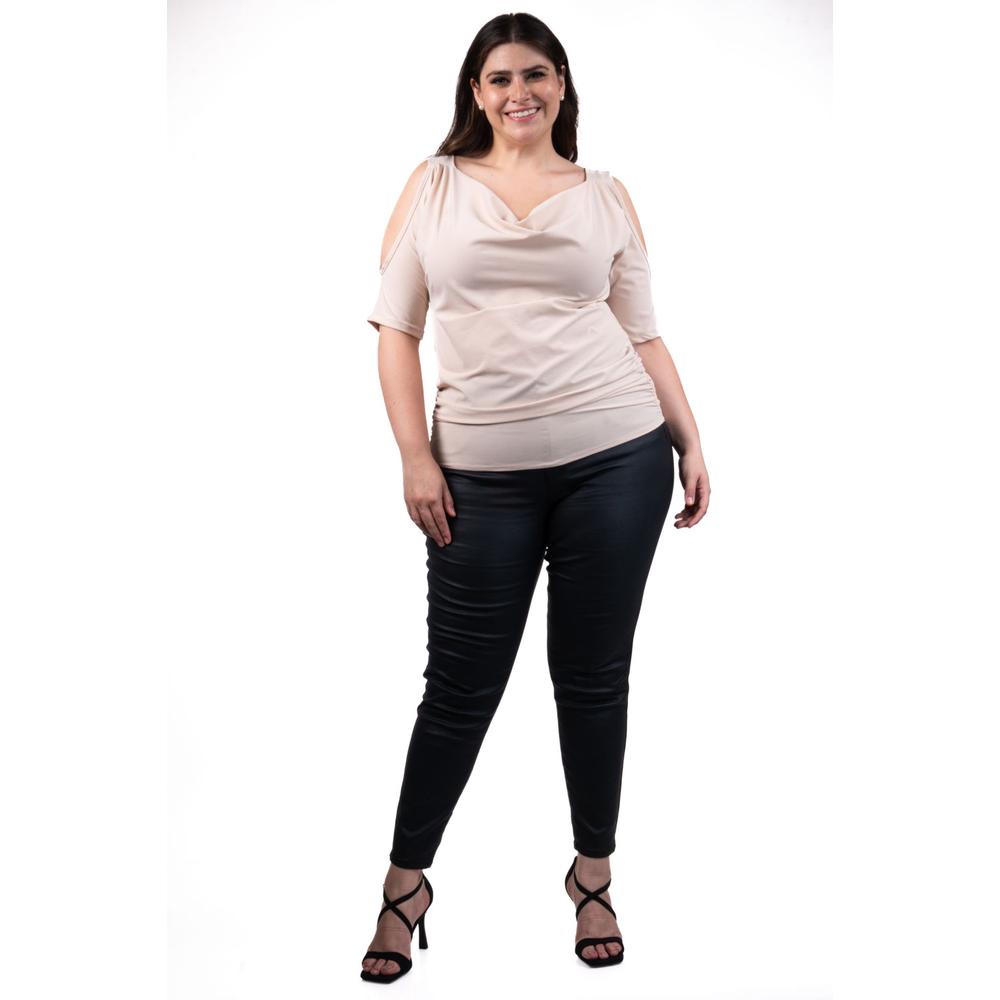 Blusa Escote Drapeado Roman Fashion /tallas Extras, 1881 (beige) Beige