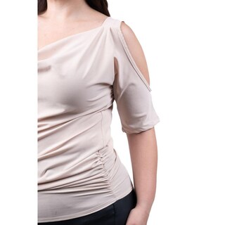 Foto 4 | Blusa Escote Drapeado Roman Fashion /tallas Extras, 1881 (beige) Beige