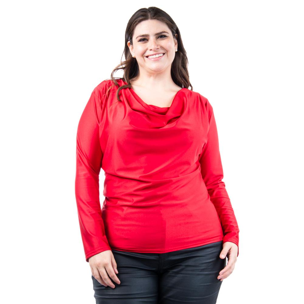 Foto 2 pulgar | Blusa Elegante De Satín Roman Fashion /tallas Extras, 1787 (rojo) Rojo