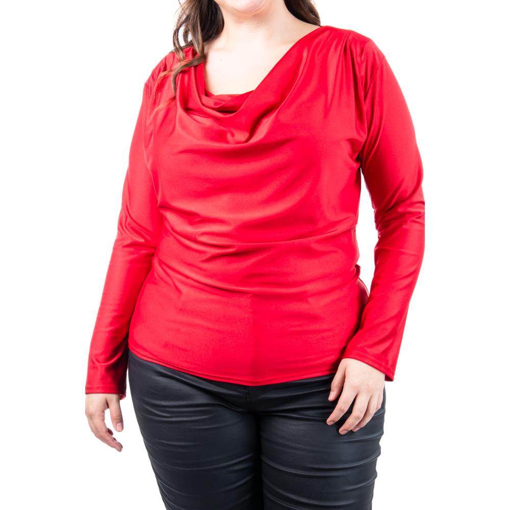 Foto 5 pulgar | Blusa Elegante De Satín Roman Fashion /tallas Extras, 1787 (rojo) Rojo