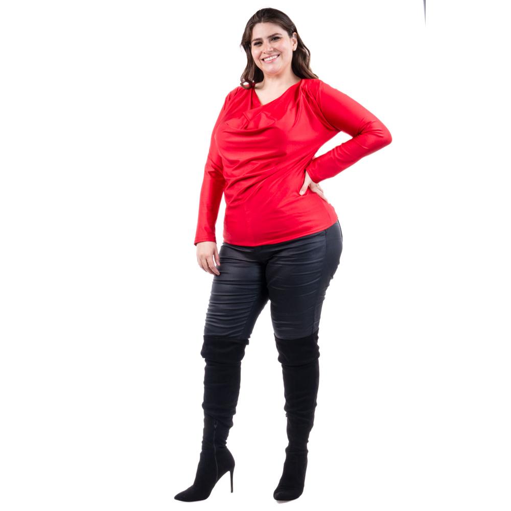 Foto 6 pulgar | Blusa Elegante De Satín Roman Fashion /tallas Extras, 1787 (rojo) Rojo