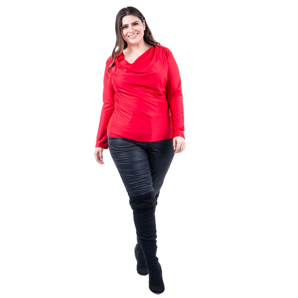 Foto 7 pulgar | Blusa Elegante De Satín Roman Fashion /tallas Extras, 1787 (rojo) Rojo