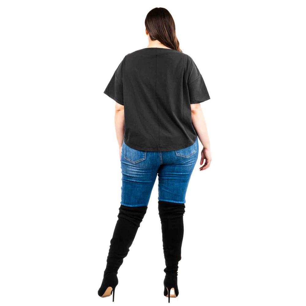 Foto 4 pulgar | Blusa Escote Drapeado Roman Fashion /tallas Extras, 228 (negro) Negro