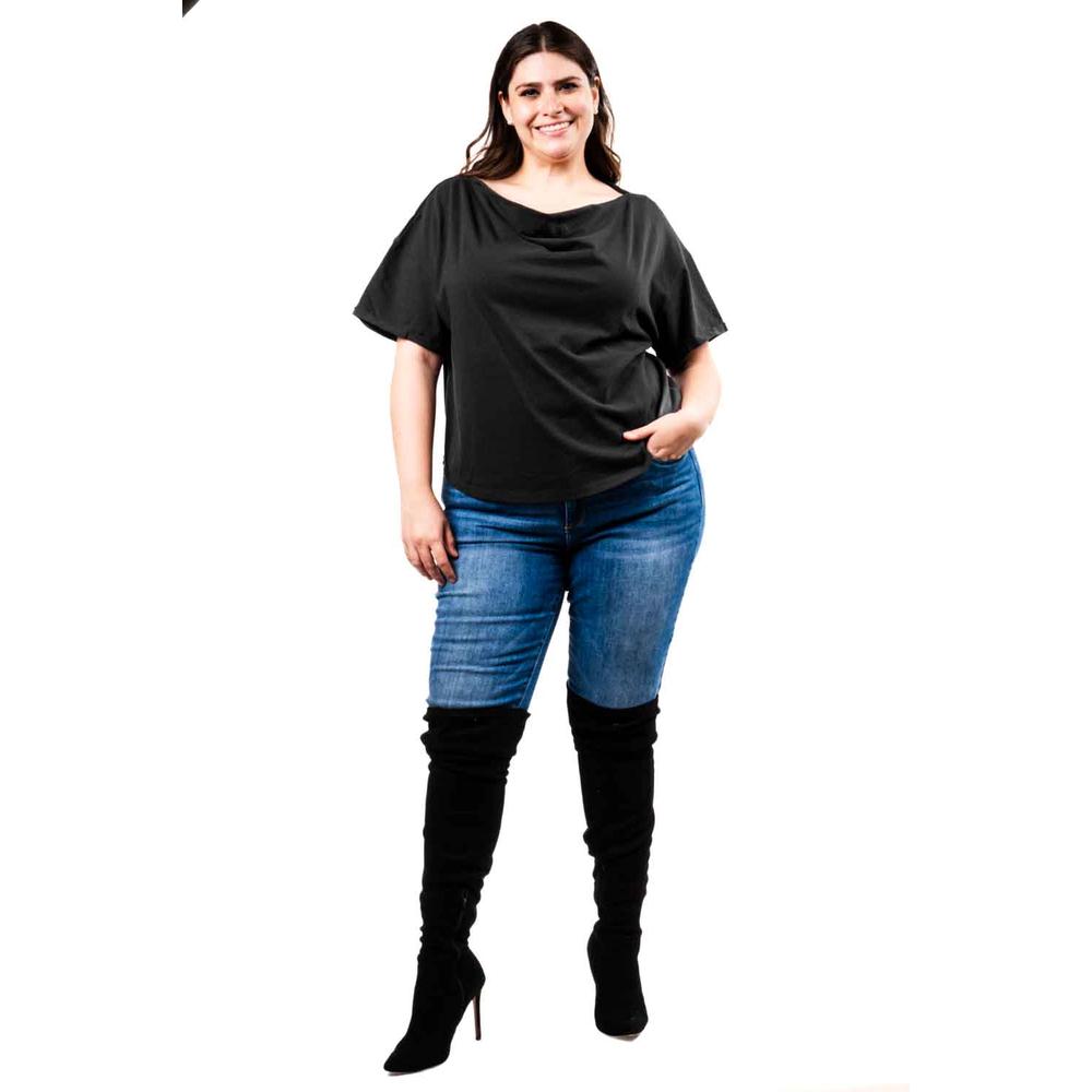 Foto 5 | Blusa Escote Drapeado Roman Fashion /tallas Extras, 228 (negro) Negro