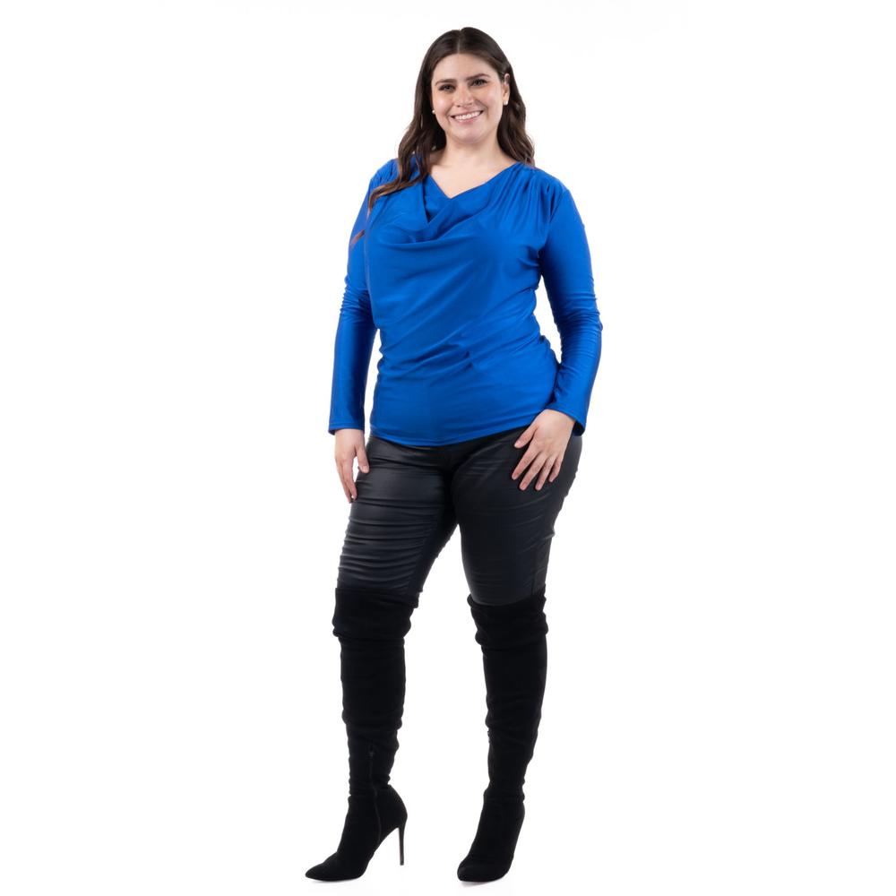 Foto 6 pulgar | Blusa Elegante De Satín Roman Fashion /tallas Extras, 1787 (azul Rey) Azul