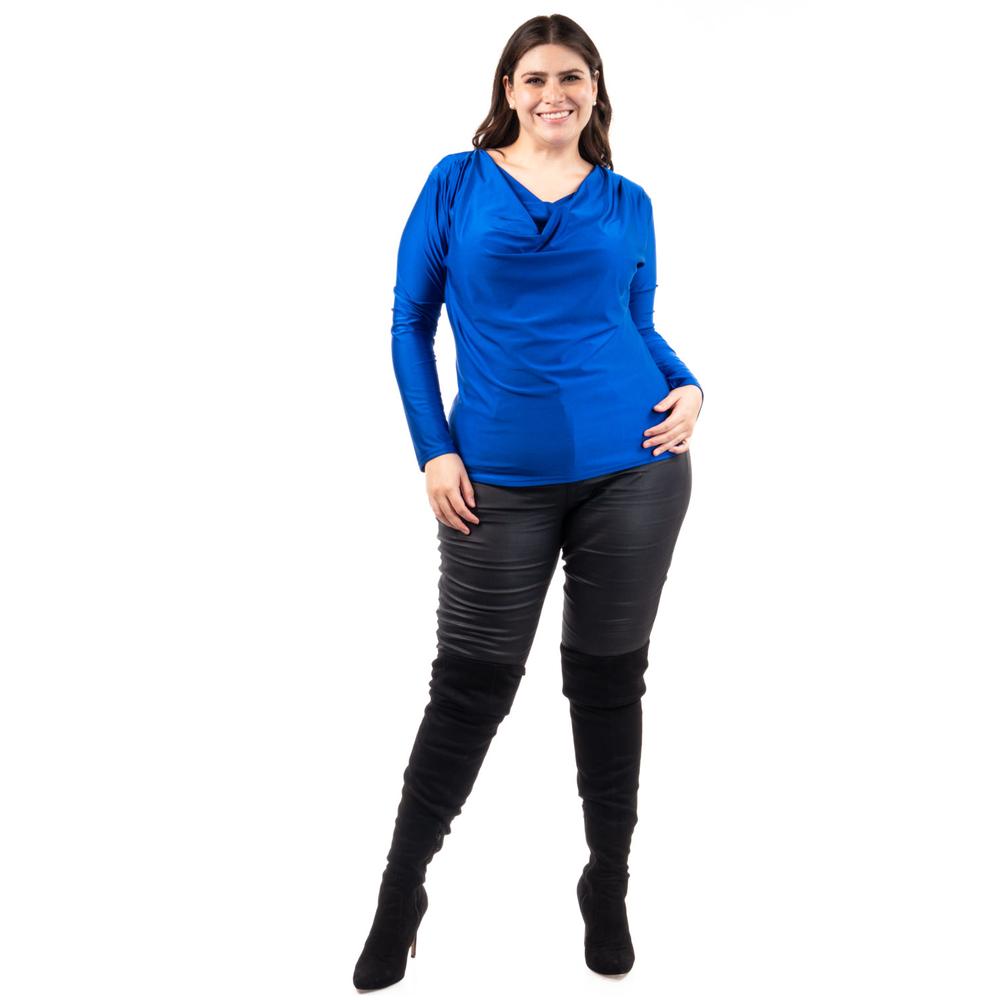 Foto 6 | Blusa Elegante De Satín Roman Fashion /tallas Extras, 1787 (azul Rey) Azul