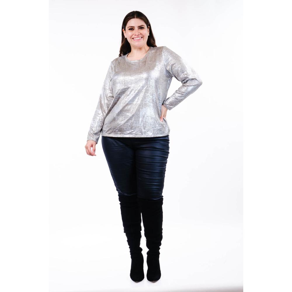 Foto 1 | Blusa Metálica Roman Fashion /tallas Extras, 23142 (plateado) Plateado