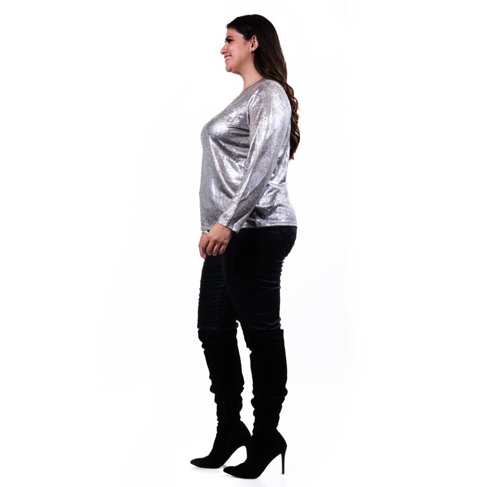 Foto 2 | Blusa Metálica Roman Fashion /tallas Extras, 23142 (plateado) Plateado