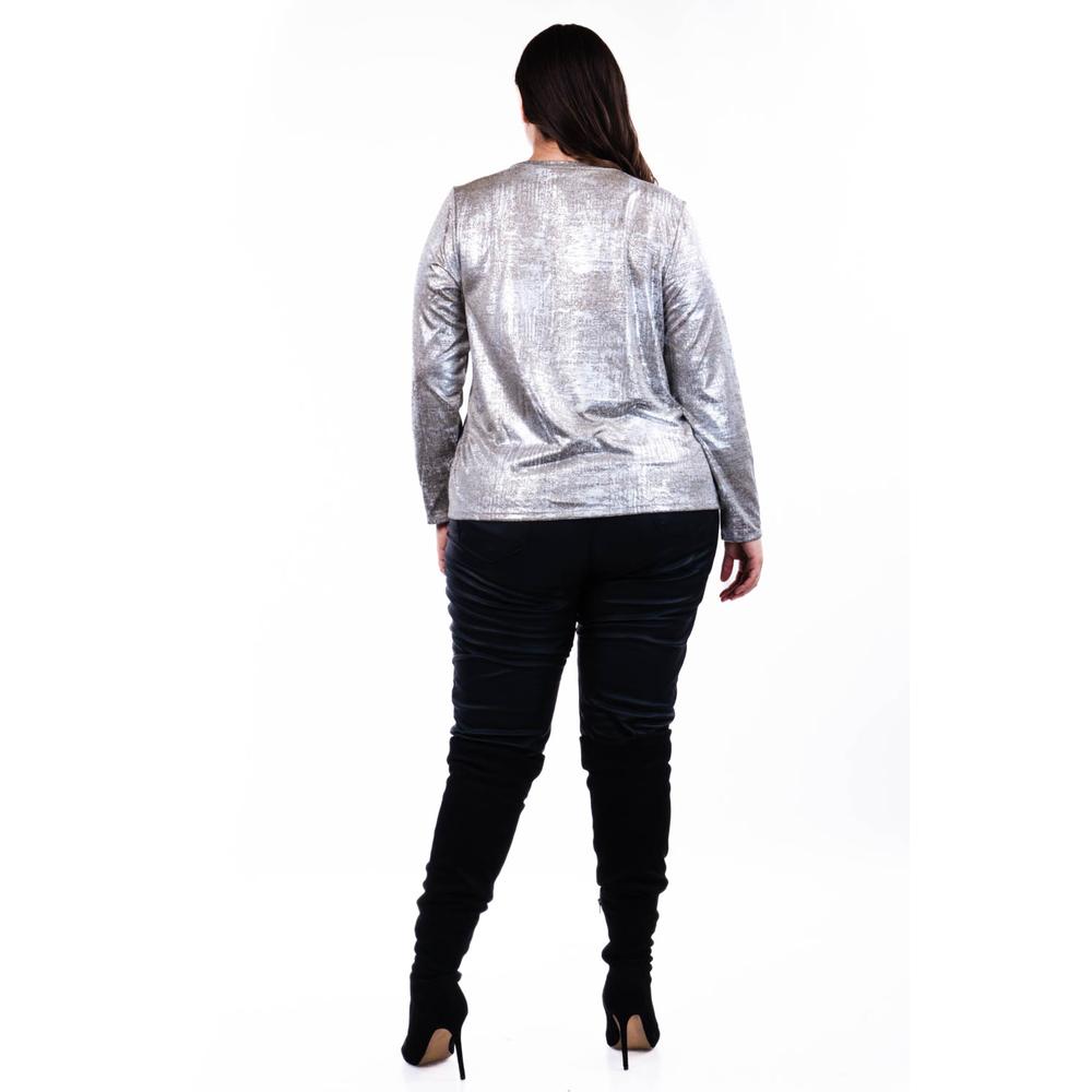 Foto 4 pulgar | Blusa Metálica Roman Fashion /tallas Extras, 23142 (plateado) Plateado