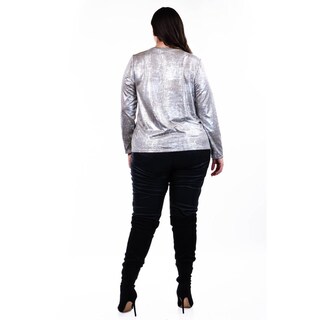 Foto 3 | Blusa Metálica Roman Fashion /tallas Extras, 23142 (plateado) Plateado