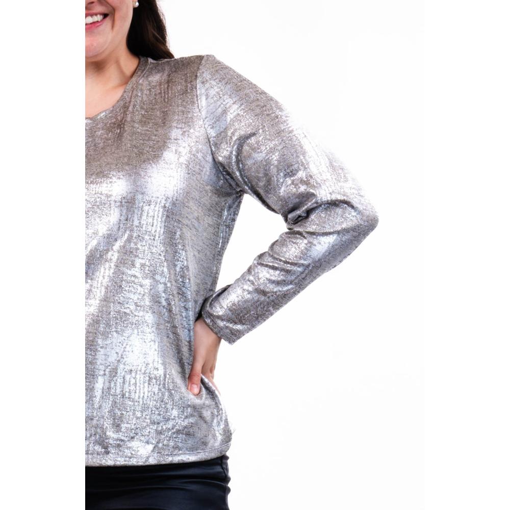 Foto 5 pulgar | Blusa Metálica Roman Fashion /tallas Extras, 23142 (plateado) Plateado