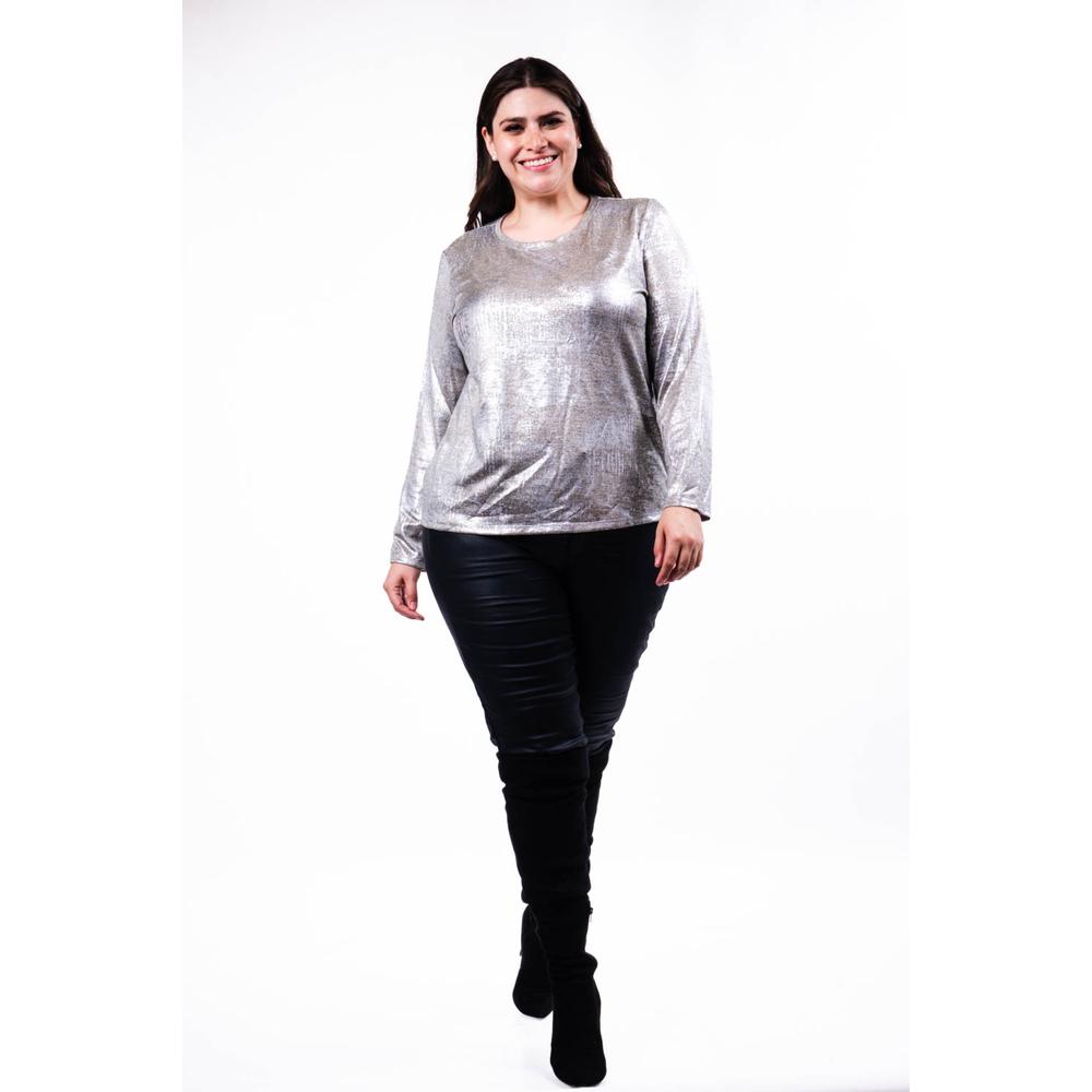 Foto 5 | Blusa Metálica Roman Fashion /tallas Extras, 23142 (plateado) Plateado