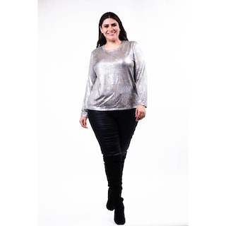 Foto 5 | Blusa Metálica Roman Fashion /tallas Extras, 23142 (plateado) Plateado