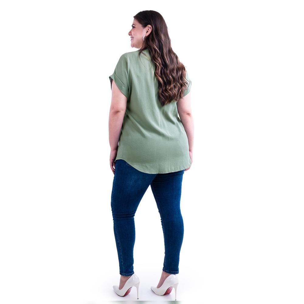 Foto 4 pulgar | Blusa Ligera De Cuello V Roman Fashion /tallas Extras, 0058 (verde Sage) Verde Claro