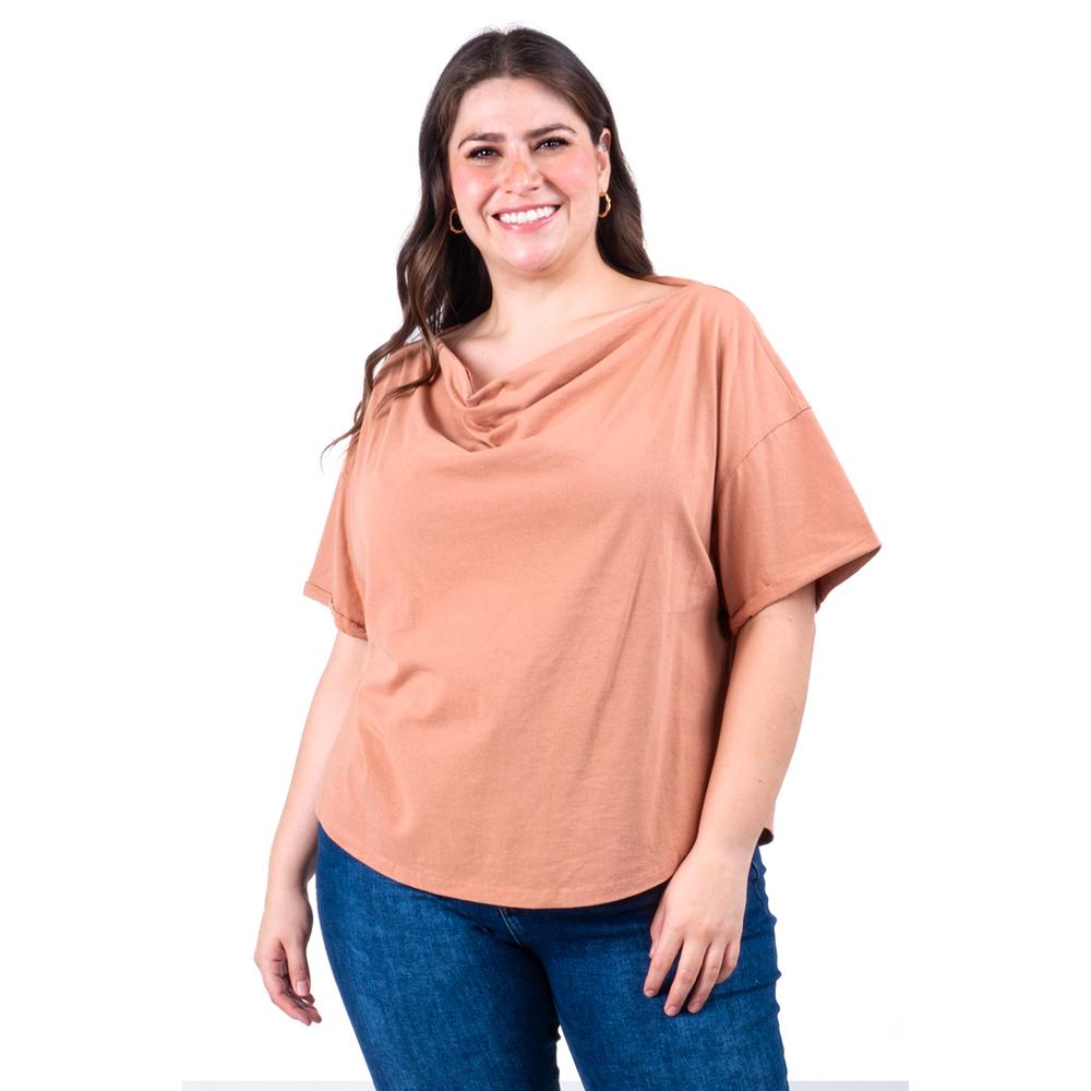 Blusa Escote Drapeado Roman Fashion /tallas Extras, 228 (cafe) Cafe
