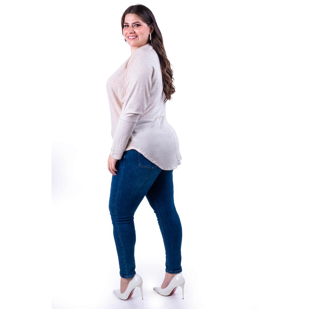 Foto 3 pulgar | Blusa Manga Murcielago Roman Fashion /tallas Extras, 8848 (beige) Beige