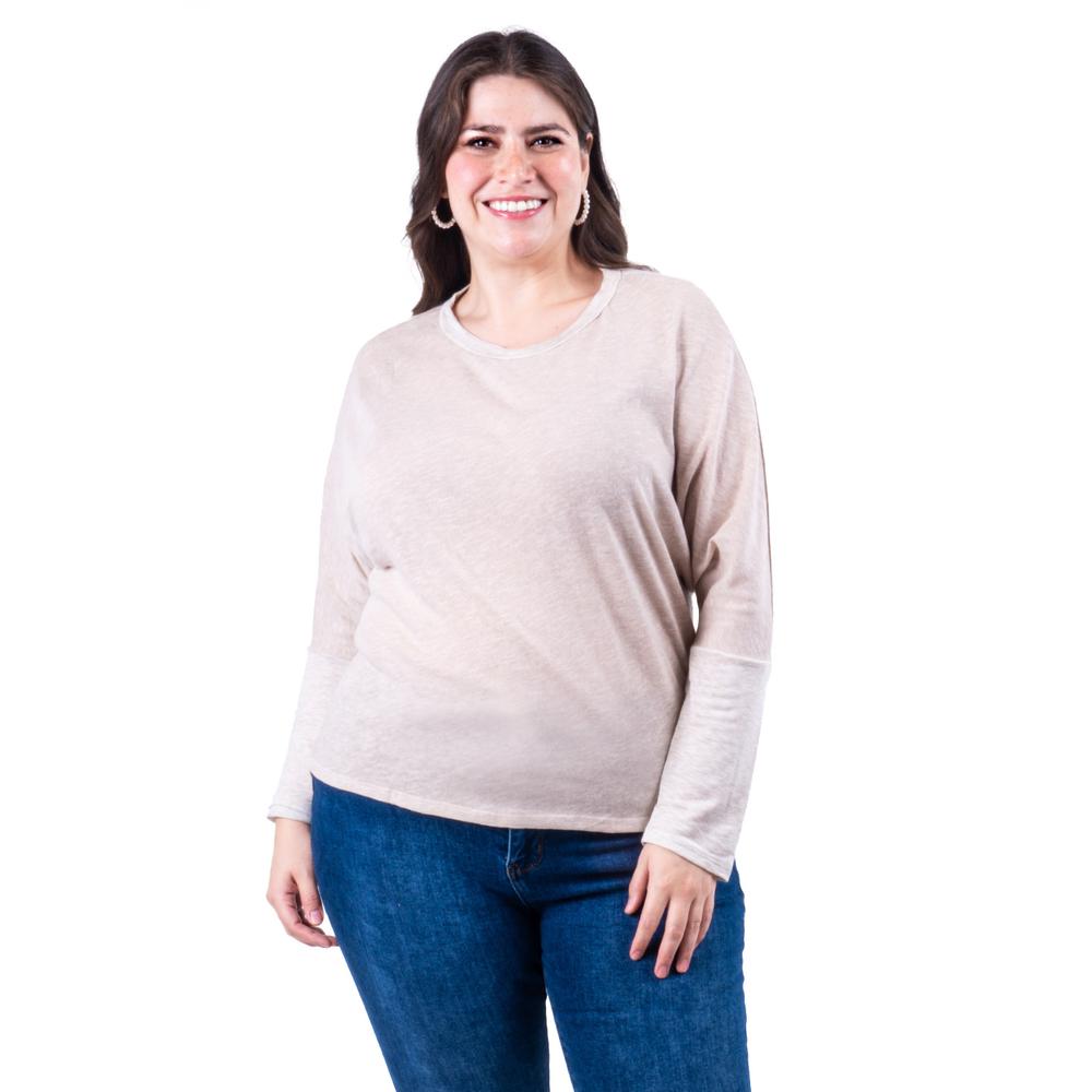 Foto 5 pulgar | Blusa Manga Murcielago Roman Fashion /tallas Extras, 8848 (beige) Beige