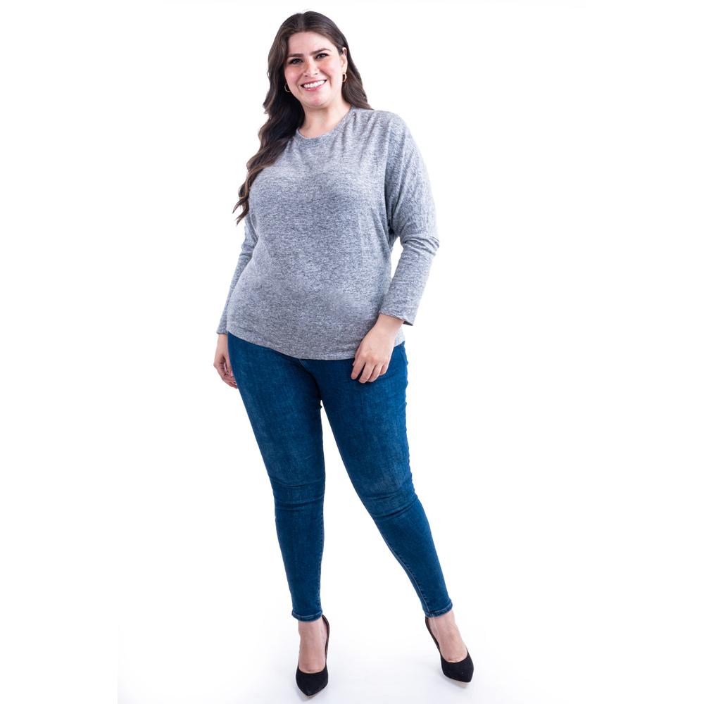 Foto 6 pulgar | Blusa Manga Murcielago Roman Fashion /tallas Extras, 8848 (gris) Gris