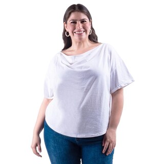 Foto 1 | Blusa Escote Drapeado Roman Fashion /tallas Extras, 228 (blanco) Blanco