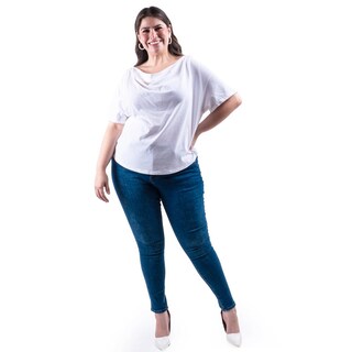Foto 2 | Blusa Escote Drapeado Roman Fashion /tallas Extras, 228 (blanco) Blanco