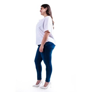 Foto 3 | Blusa Escote Drapeado Roman Fashion /tallas Extras, 228 (blanco) Blanco