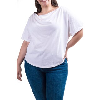 Foto 5 | Blusa Escote Drapeado Roman Fashion /tallas Extras, 228 (blanco) Blanco