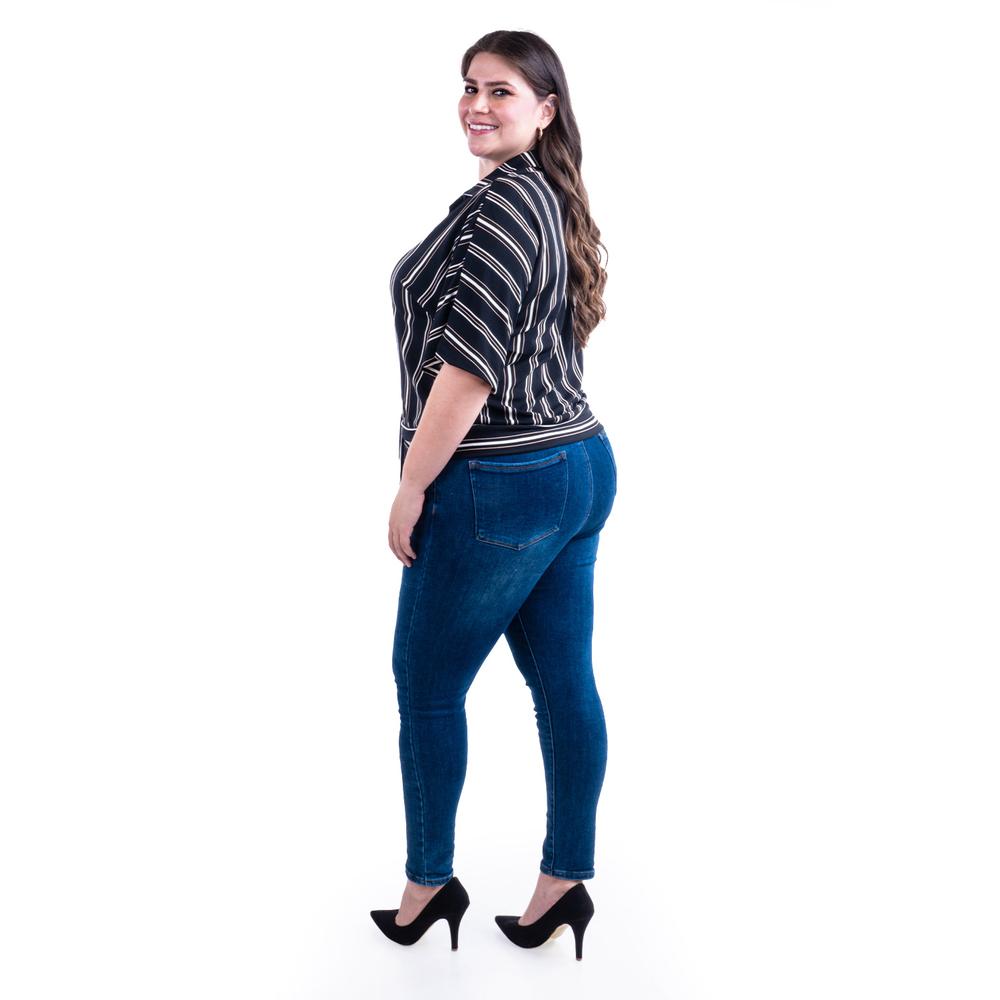 Foto 4 pulgar | Blusa De Rayas Con Nudo Roman Fashion /tallas Extras, 1000 (negro Rayas) Negro