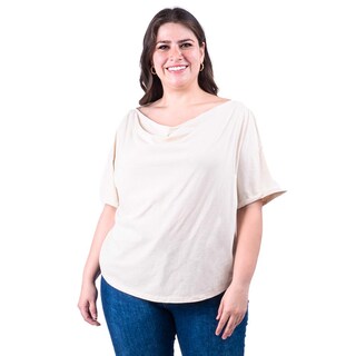 Foto 1 | Blusa Escote Drapeado Roman Fashion /tallas Extras, 228 (beige) Beige
