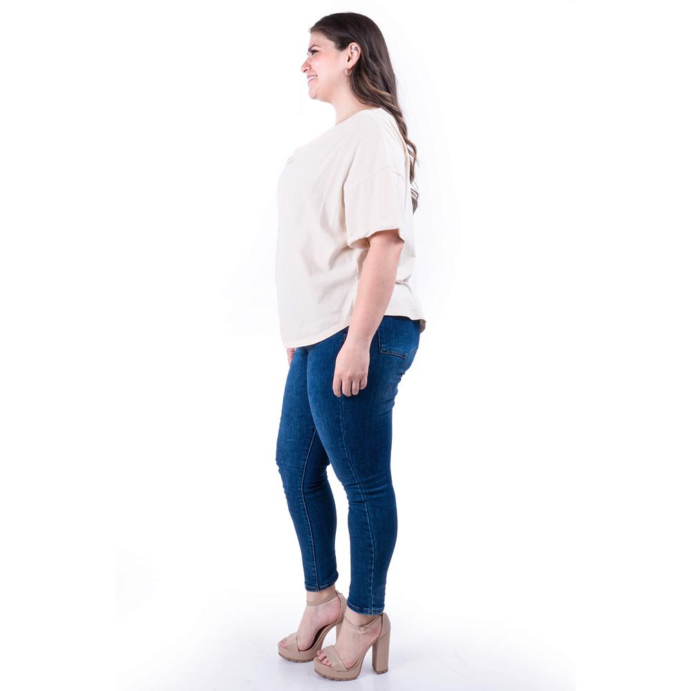 Foto 4 pulgar | Blusa Escote Drapeado Roman Fashion /tallas Extras, 228 (beige) Beige