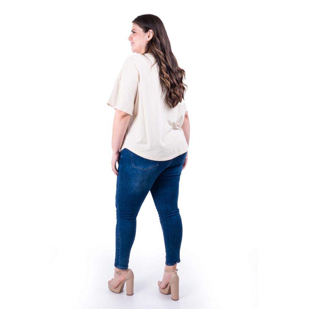 Foto 5 pulgar | Blusa Escote Drapeado Roman Fashion /tallas Extras, 228 (beige) Beige