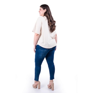 Foto 4 | Blusa Escote Drapeado Roman Fashion /tallas Extras, 228 (beige) Beige