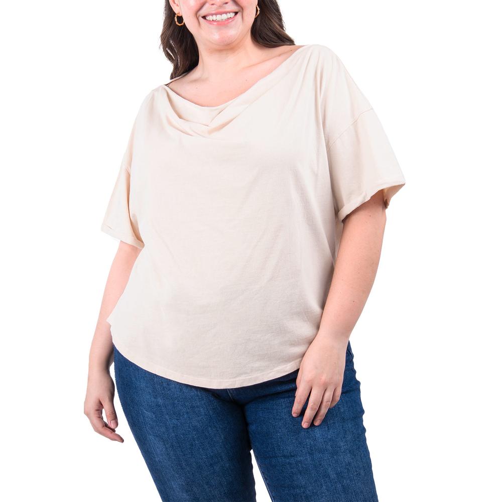 Foto 6 pulgar | Blusa Escote Drapeado Roman Fashion /tallas Extras, 228 (beige) Beige