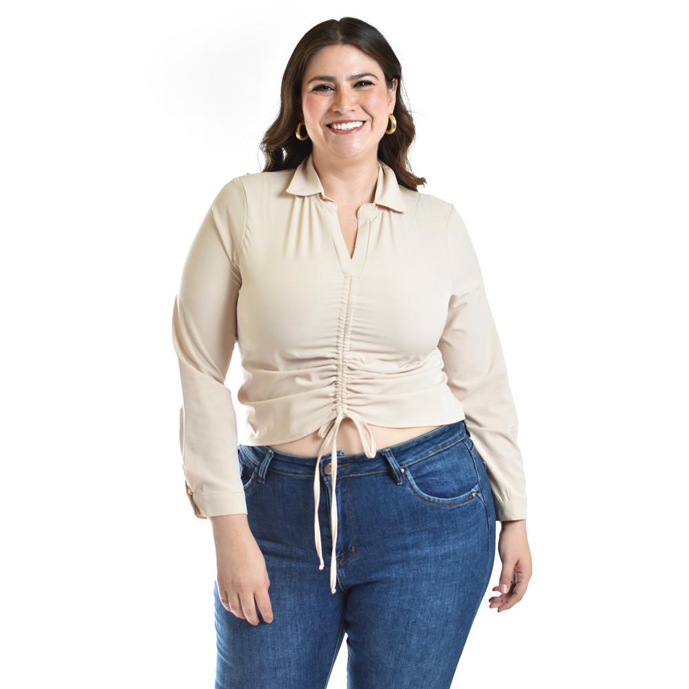Blusa Con Jareta Ajustable Roman Fashion /tallas Extras, 1838 (beige) Beige