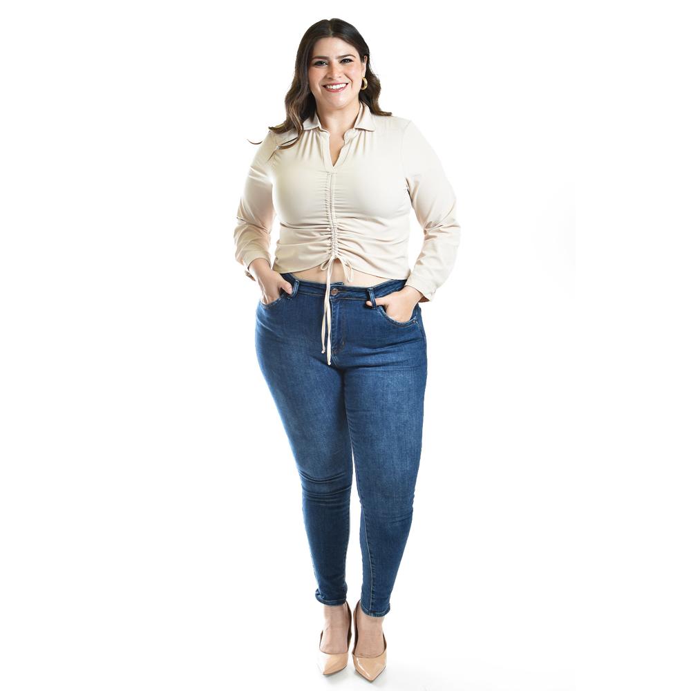 Foto 5 pulgar | Blusa Con Jareta Ajustable Roman Fashion /tallas Extras, 1838 (beige) Beige