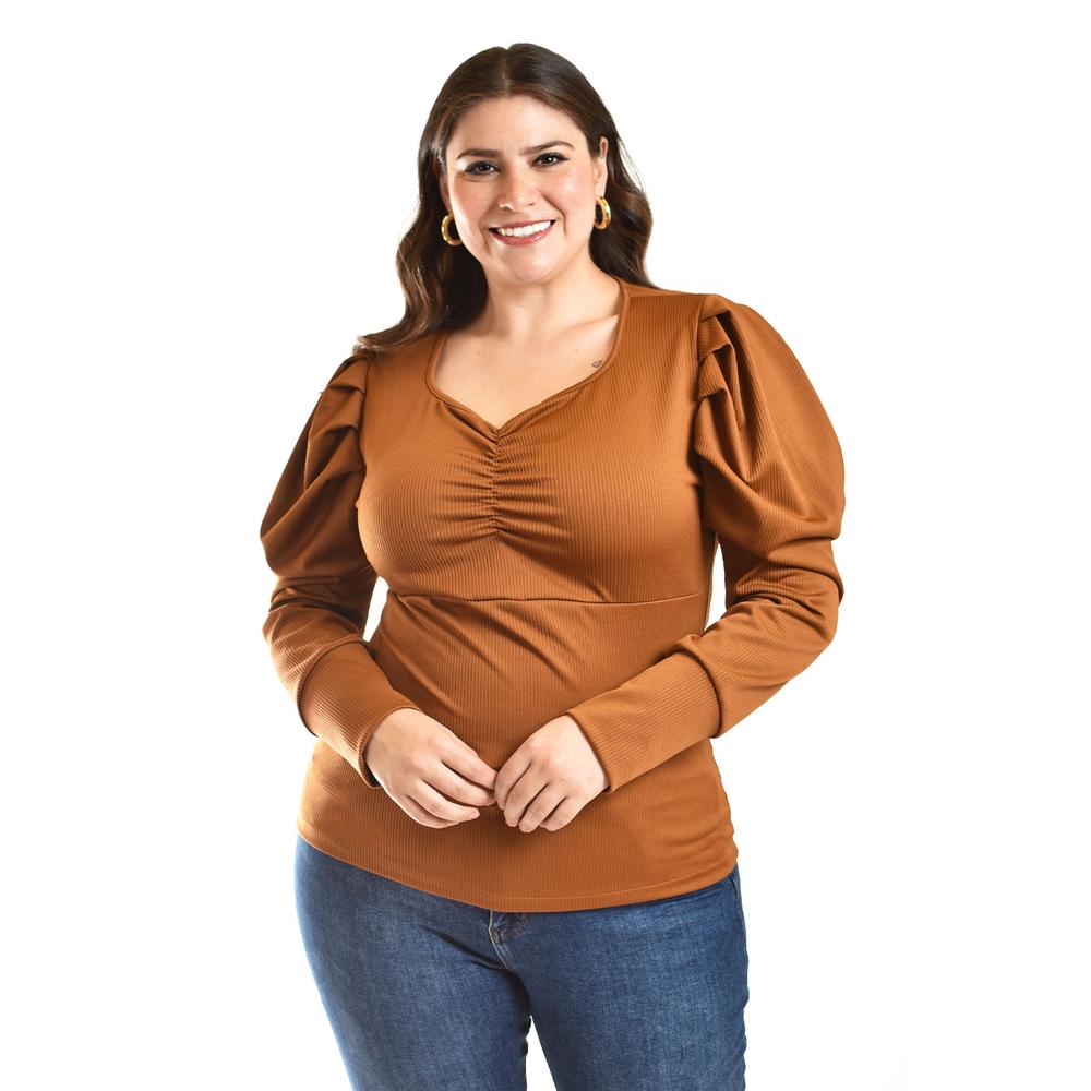 Blusa Casual Roman Fashion /tallas Extras, 1785 (cafe) Cafe