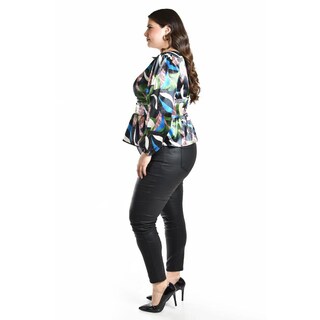 Foto 2 | Blusa Satinada Multicolor Roman Fashion /tallas Extras, 1844 (verde / Azul) Multicolor