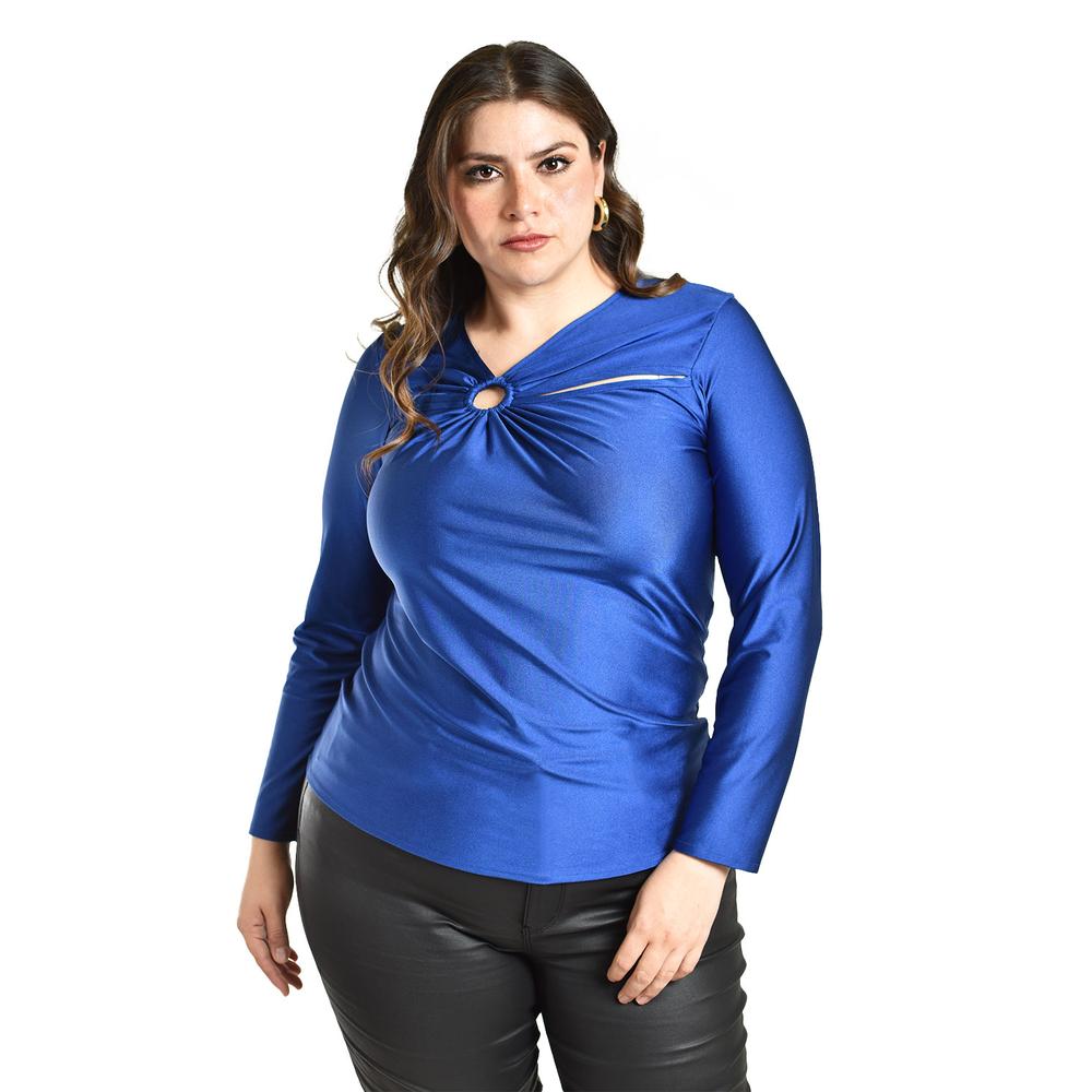 Blusa Con Abertura Asimetrica Roman Fashion /tallas Extras, 1841 (azul Rey) Azul