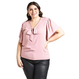 Foto 1 | Blusa Con Moño Al Frente Roman Fashion /tallas Extras, 1874 (rosa) Rosa