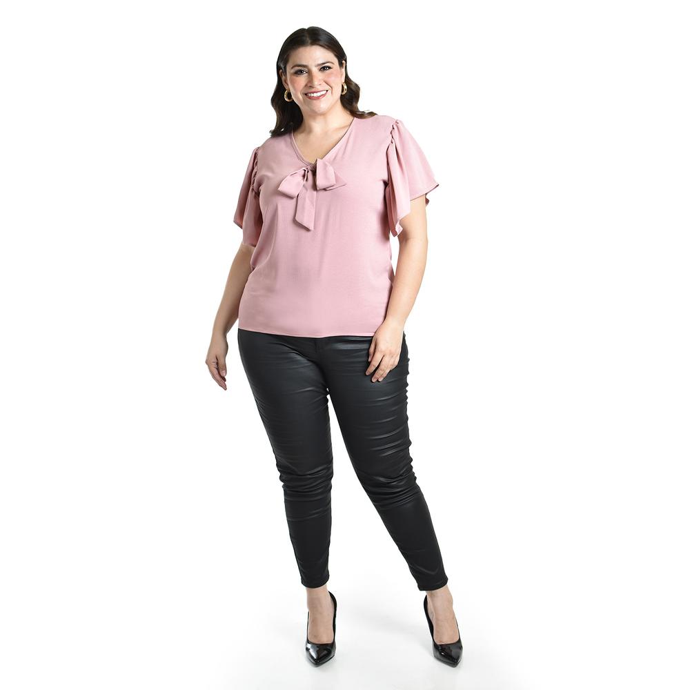 Foto 6 pulgar | Blusa Con Moño Al Frente Roman Fashion /tallas Extras, 1874 (rosa) Rosa
