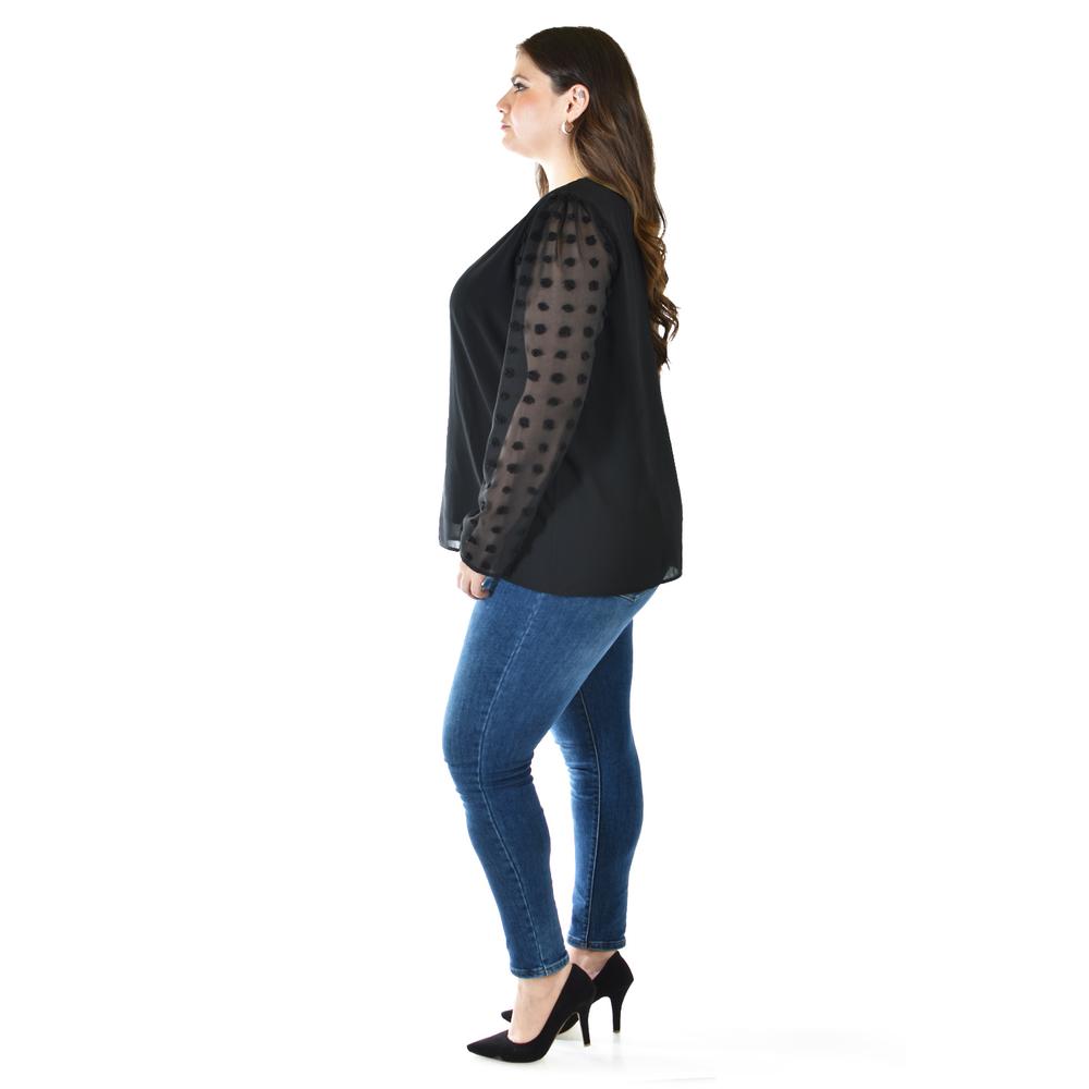 Foto 3 pulgar | Blusa De Mangas Con Relieve Roman Fashion /tallas Extras, 5107 (negro) Negro