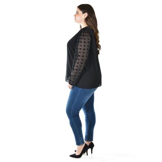 Foto 2 | Blusa De Mangas Con Relieve Roman Fashion /tallas Extras, 5107 (negro) Negro