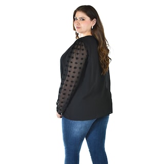 Foto 3 | Blusa De Mangas Con Relieve Roman Fashion /tallas Extras, 5107 (negro) Negro