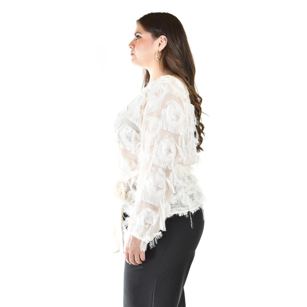 Foto 2 | Blusa Con Diseño Texturizado Roman Fashion / Tallas Extras, 5105 (blanco) Blanco