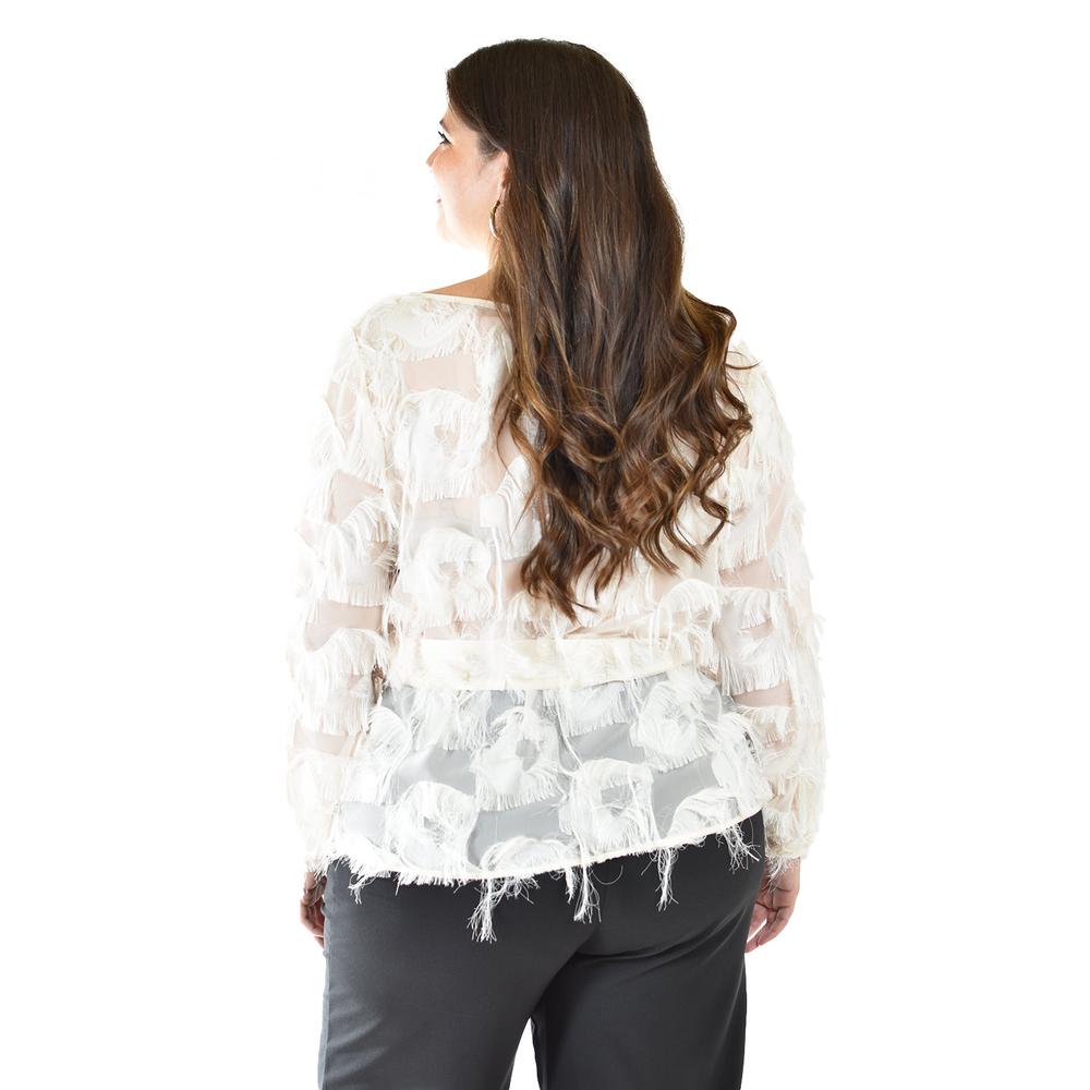 Foto 3 | Blusa Con Diseño Texturizado Roman Fashion / Tallas Extras, 5105 (blanco) Blanco